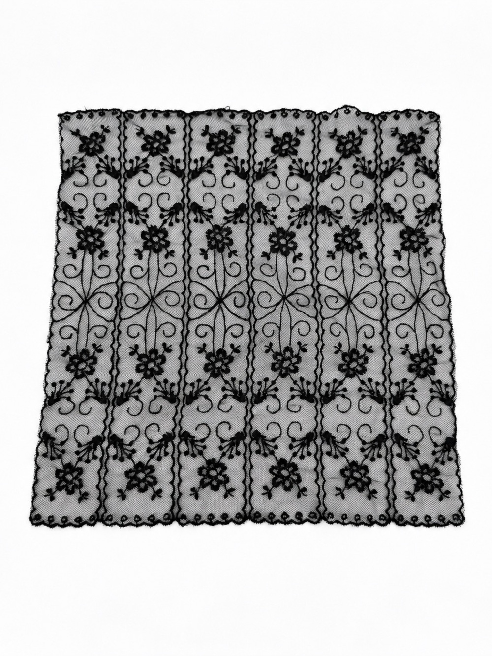 Vintage Small Black Lace Square Handkerchief Sheer Accessory Pocket Square